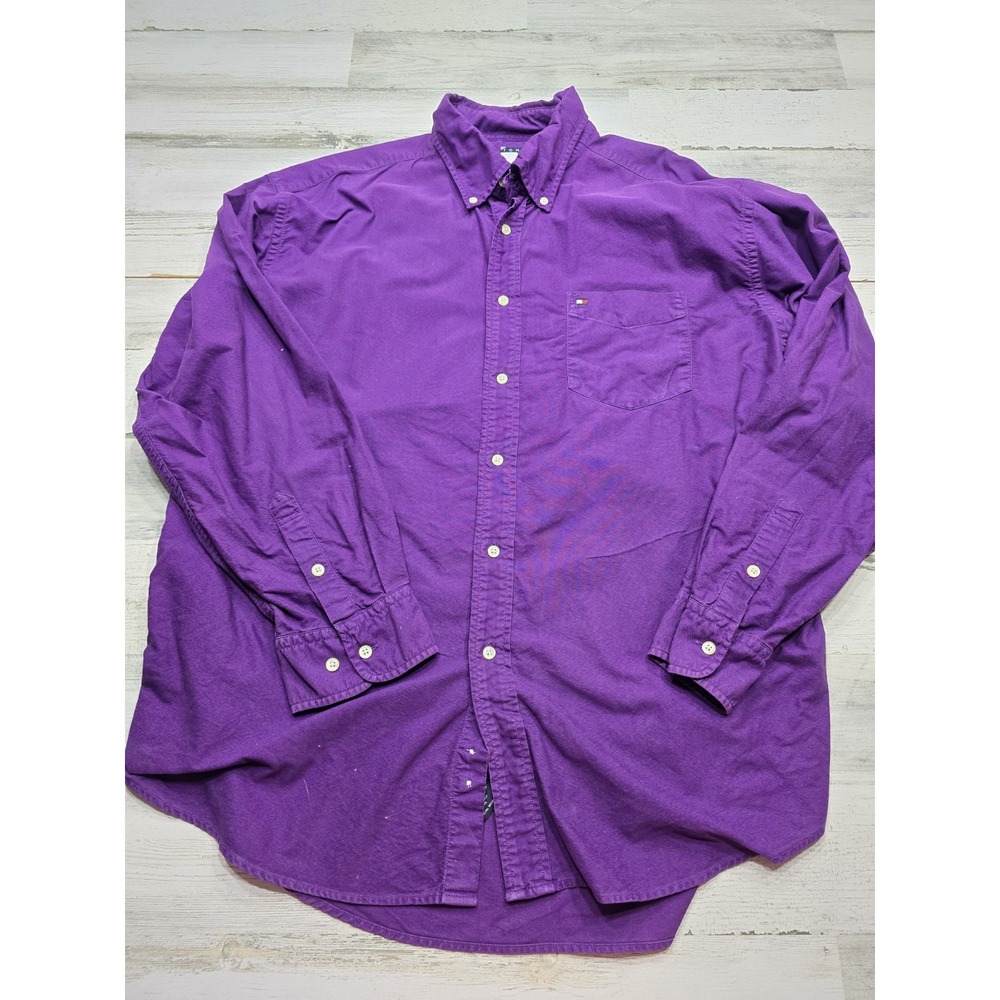 Vintage Tommy Hilfiger Shirt Mens Extra Large Purple Button Up Preppy